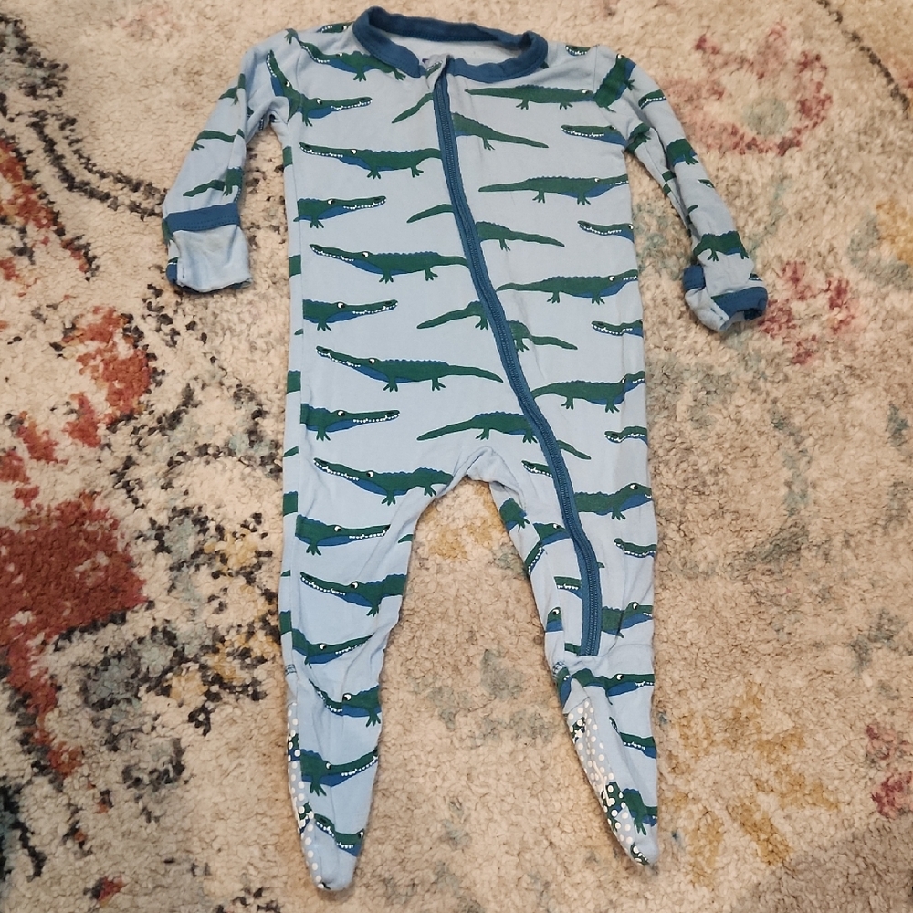 Kickee Pants 3-6 Month Bamboo Baby Boy Alligator Crocodile Zip Sleeper
